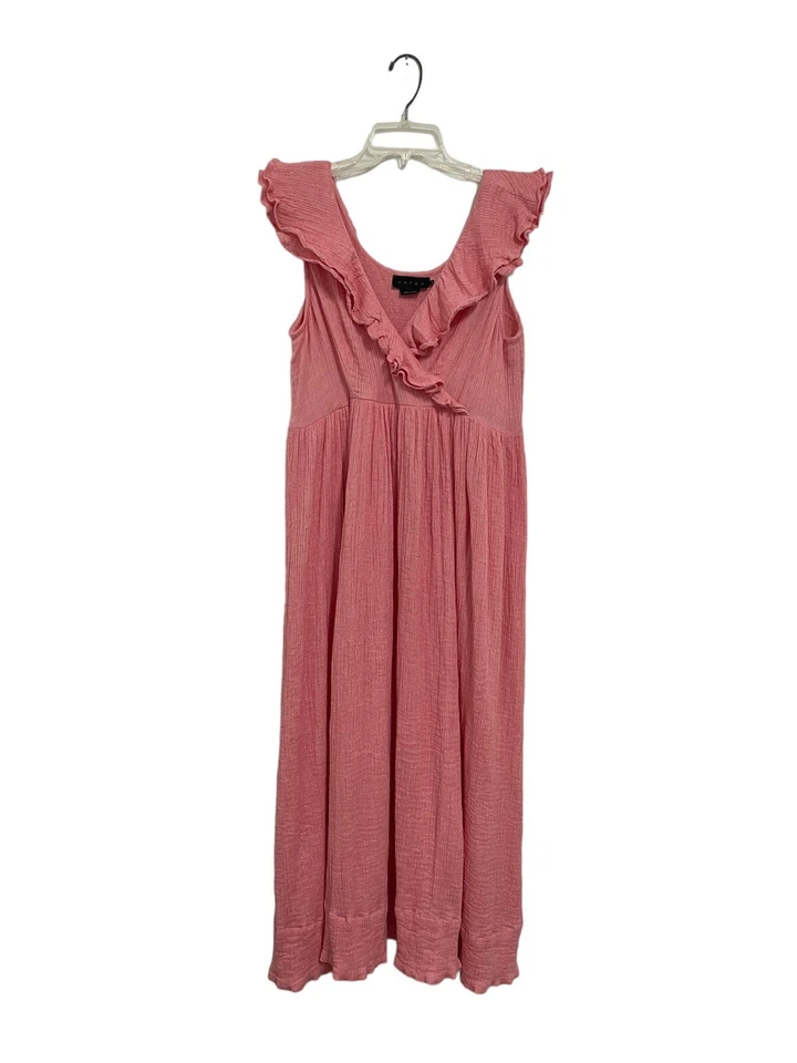 Hatch Maternity Dress Peony Pink The Sarah Dress Maxi V-Neck Ruffle Size 4 - Image 2 of 4