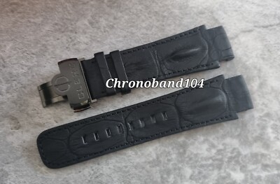 Genuine Clerc Hydroscaph Black Hornback Leather Déployant Strap/DLC Clasp NEW!!