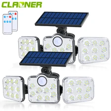 2Pcs 3000LM LED Solar Lights Outdoor Waterproof Motion Sensor Security Wall Lamp