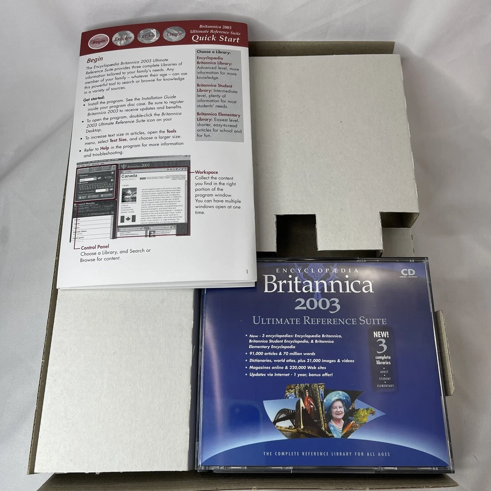 Encyclopedia Britannica 2003 Ultimate Reference Suite Dictionaries Atlas++ 4 CDs - Image 3 of 4
