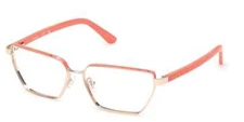 Guess GU50123 074 Gold/Coral Cateye Metal Optic Eyeglasses Frame 55-14-140