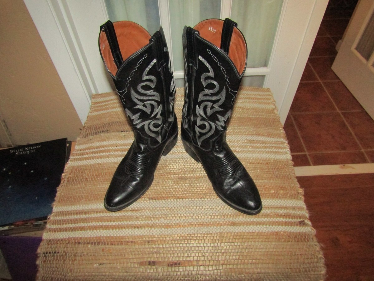 Dan Post Men's Leather Cowboy Boots 8.5 D Black Mignon Corona