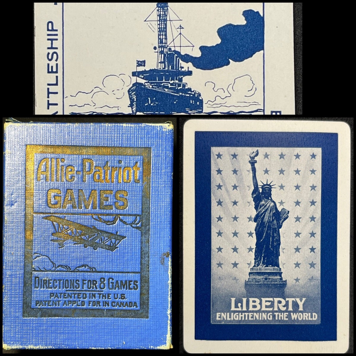 WW1 Patriot Parlor Game Military Playing Cards Flags Ships