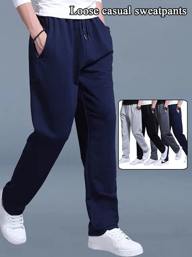 Men Fleece Open Hem Bottoms Track Pants Casual Joggers Jogging Trousers S-5XL US - Picture 7 of 16
