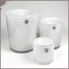 Set 3 portacandele/vaso in vetro smerigliato di qualità fatto a mano IKEA BLANDANDE, NUOVO