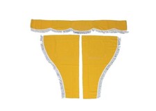 Yellow Velvet Plush White Fringes Decorative Curtains for Iveco Trucks
