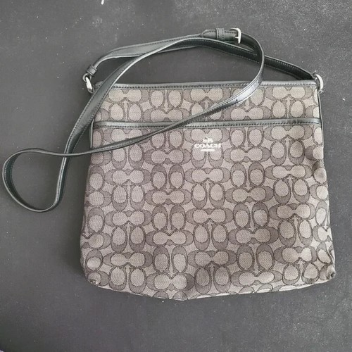 Coach Signature Umhängetasche Akten Messenger Bag Rauchgrau & Schwarz Handtasche - Bild 1 von 11