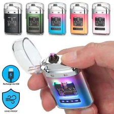 Electric Lighter Dual Arc Plasma Flameless Windproof USB Rechargeable Lighter