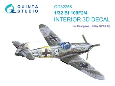 Quinta Studio 1/32 Bf 109F2/F4 3D-gedrucktes & farbiges Interieur (Hasegawa)