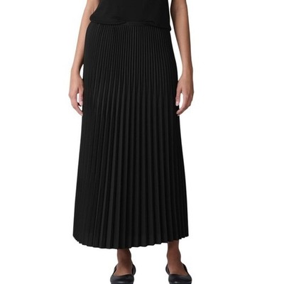 Eileen Fisher Wool Silk Pleated Skirt Pull On Black Small