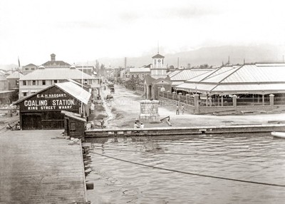Kingstown Jamaica Harbour Coaling Station Wharf Street Scene Vtg. Photo 20thC.