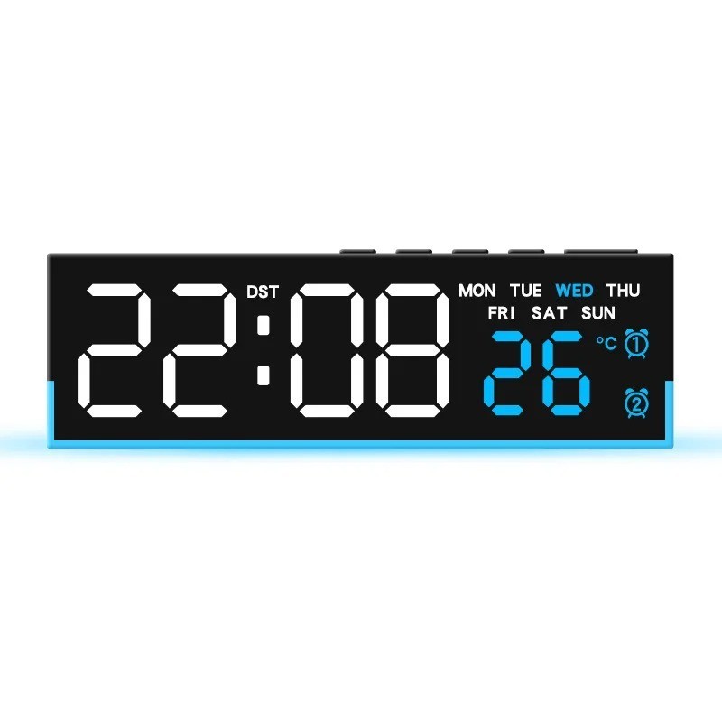 Digital Alarm Clock with Mood Light TEMP Date Week 2 Alarms Auto Dimmable Snooze
