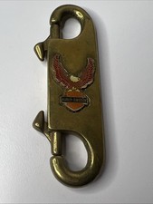 Vintage Harley-Davidson Brass Double Clip Keychain Motorcycles 1980s Eagle Logo