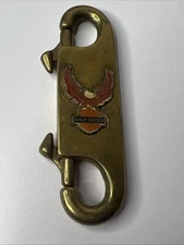 Vintage Harley-Davidson Brass Double Clip Keychain Motorcycles 1980s Eagle Logo