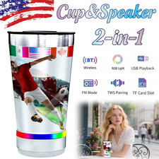 16oz Music Tumbler Bluetooth Speaker Stainless Steel Cup Gym Travel Outdoor