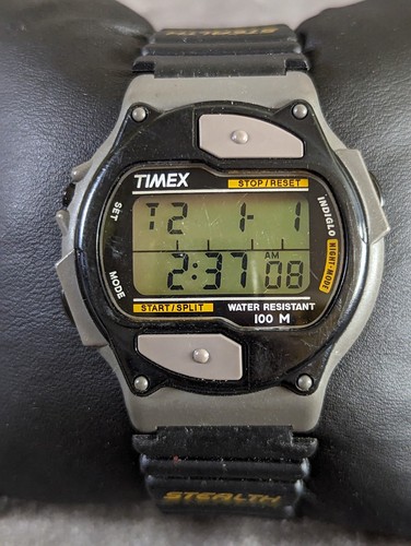 Reloj digital Timex Stealth 744 E7 vintage de 40 mm para hombre negro/gris original *FUNCIONA* - Imagen 16 de 16