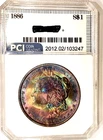 1886 Gem BU +++++ Incredible Eye Appealing Rainbow Toned Morgan Dollar