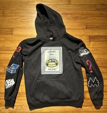 Monopoly Black Hoodie Luxury Graphic Print Pocket Long Sleeve