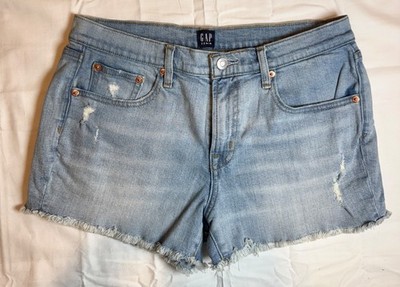 GAP Women's 3'' Mid Rise Blue Jean Shorts Size 6/28 Raw Hem