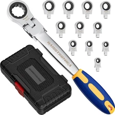 12 in 1 Ratcheting Combination Wrench Set, Metric Flex Head Ratchet Wrench Tools