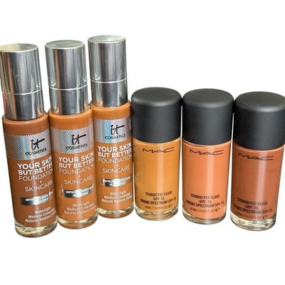 IT Cosmetics & MAC Studio SPF 15 Foundation Deep Shades  Make-up Artist Lot NEW