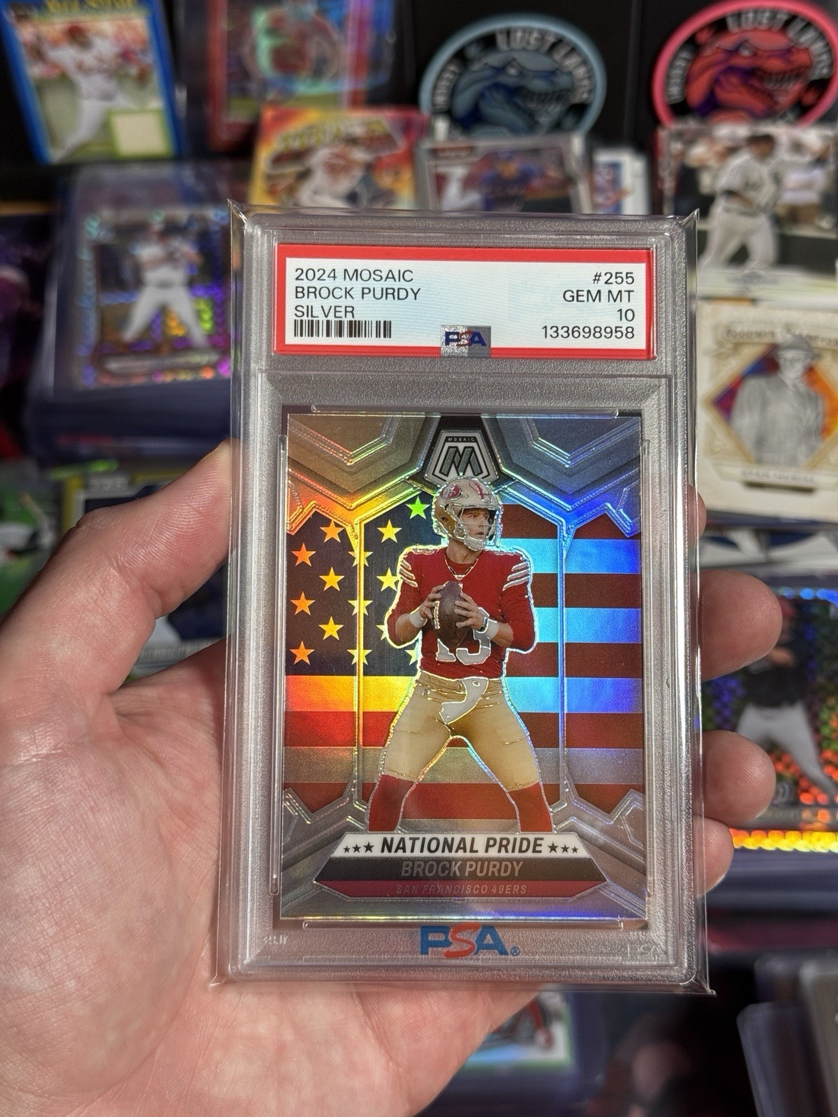 2024 Panini Mosaic - National Pride Brock Purdy #255 Silver Prizm PSA 10 POP 3! view 2