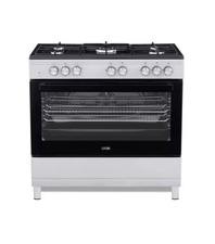 LOGIK LFTG90S25 90 Cm Dual Fuel Range Cooker - Stainless Steel & Black 5 Burners