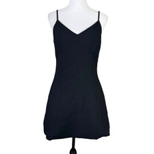 GB Gianni Bini NEW M Solid Black Sleeveless Strap Simple Fit & Flare Mini Dress