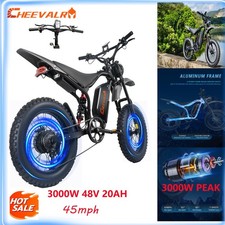 3000W Electric Dirt Bike 48V 20Ah Dual Motor E-Bike 45MPH 20 4" E-Motorcycle Hot