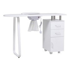 Mobile Manicure Table Salon Nail Station Beauty Desk With Dust Collector White