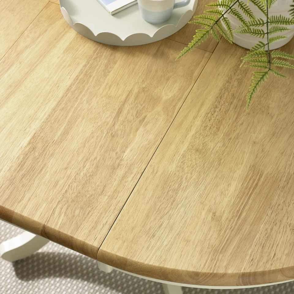 **Seconds** Padstow 100cm Round Oak and Cream Extending Dining Table - Image 3 of 4