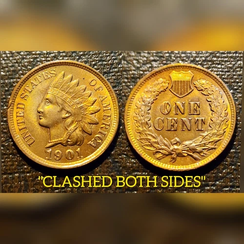 UNCIRCULATED RB/RD 1901 1C INDIAN HEAD CENT ALBUM FILLER W/CLASHED BOTH SIDES!