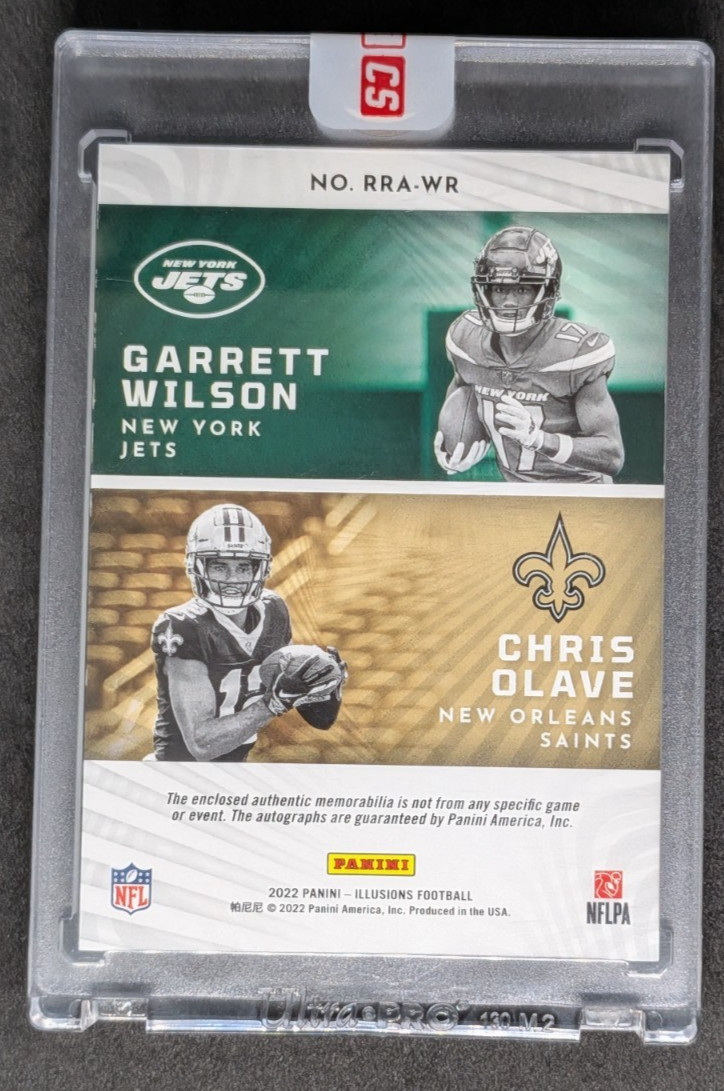 2022 Panini Illusions Reflections Dual Patch Auto Garrett Wilson Chris Olave /5 view 2