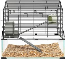 Large Hamster Cage w/Ramp 7" Deep Glass Bottom for Syrian Dwarf Hamster Gerbils