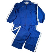 Reebok Y2K VTG Mens Large L Tracksuit Royal Blue Full Zip Jacket Pants Set NEW