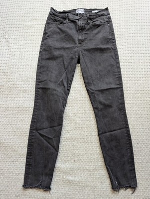 Frame Jeans Womens Black Ali High Rise Cigarette Skinny Raw Hem Distressed