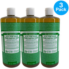 Dr. Bronner's 18 en 1 Jabón Mágico de Castilla Puro Almendra 32 fl oz Paquete de 3 Nuevo