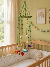 Handmade Crochet Baby Crib Mobile Butterfly Flower Nursery Decor Baby Shower