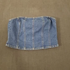Universal Thread Top Womens Size Large Denim Corset Tube Top Cropped Stretch