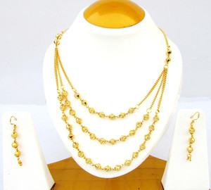 Authentic Indian Necklace Earrings Ethnic Gold plated Chain Bollywood Jewelry mp15