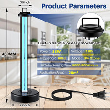 38W UVC Light Sanitizer, Ozone Germicidal lamp with Remote Control Timer Home