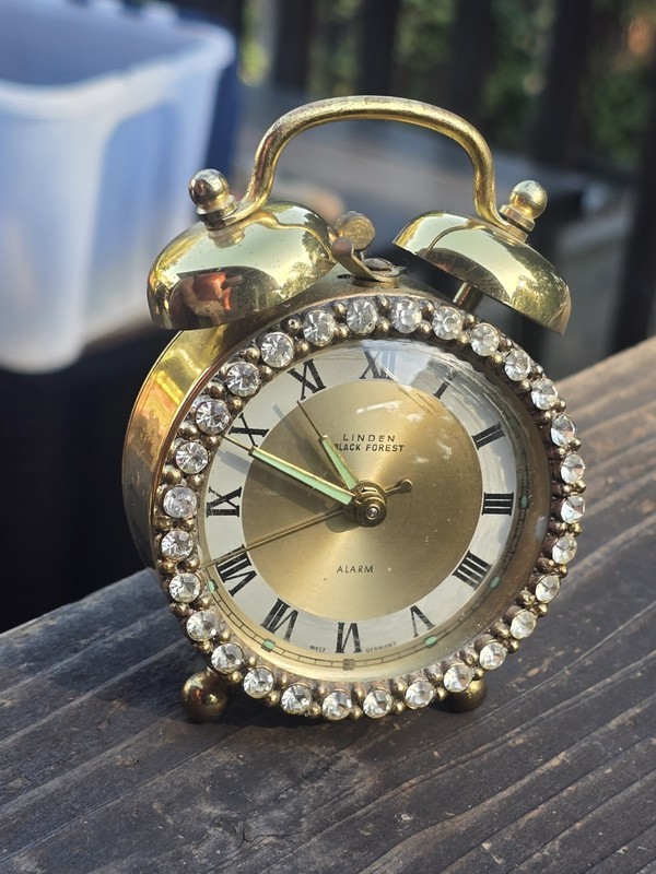 Vintage Linden Black Forest Rhinestone Clock West Germany
