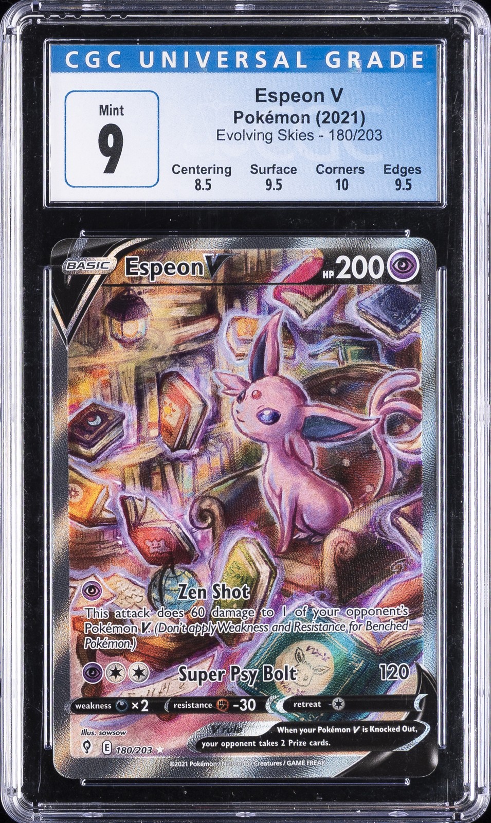 2021 POKEMON SWORD & SHIELD EVOLVING SKIES #180 ESPEON V CGC 9