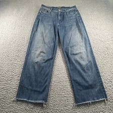 Mother Jeans Women's 27 The Maverick Fray Stretch Moon Dark Wash Cropped