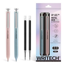 Gel Pens Fine Point: Premium Metal Barrel Retractable 0.7mm Black Ink Pen 2ct...