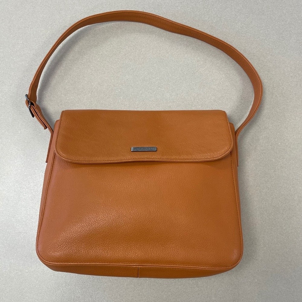 Borsa a tracolla Yves Saint Laurent vintage in pelle con patta arancione marrone usata