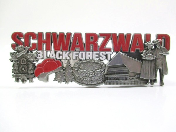 Schwarzwald Magnet Metall Souvenir Germany Kuckucksuhr Torte Big Letter-image
