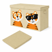 Contenitore Box 2 Scomparti Porta Giocattoli Pieghevole Coperchio 80LT Organizer