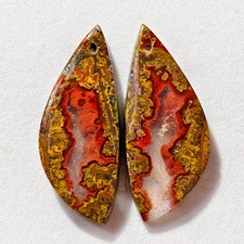 43 Cts Natural Seam Agate Drilled Match Pair Cabochon Gemstone 37 X 15 MM