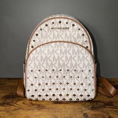 MK Michael Kors ABBEY Medium Backpack - classic cream with brown & Gold NB-1802